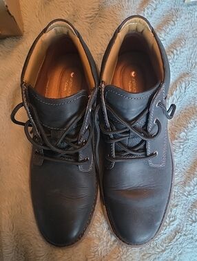 Men's Clarks  Leather Lace-Up Casual Shoes - Black Size 9.5